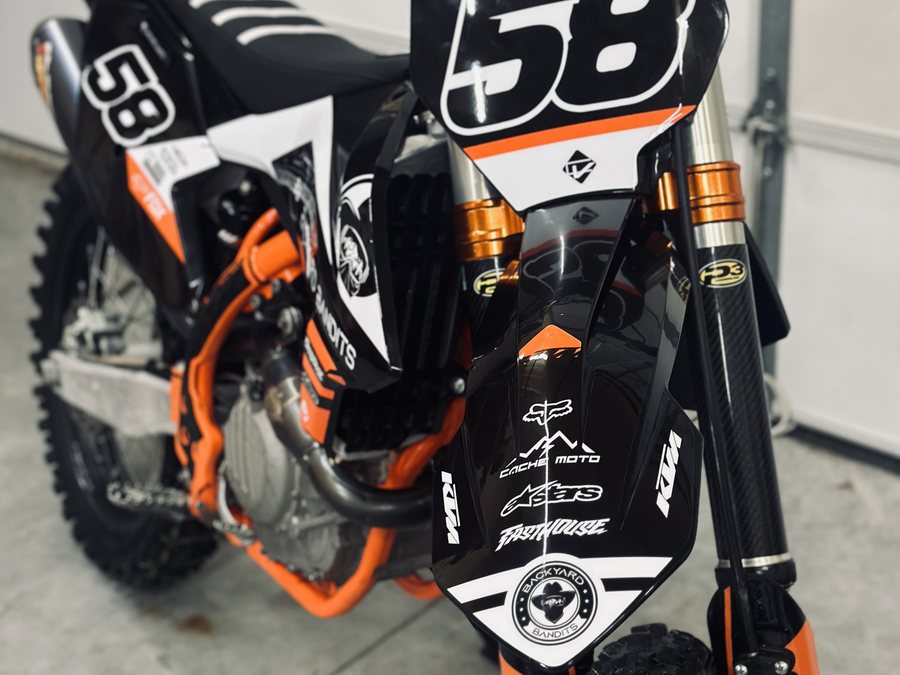 Race-prepped KTM in the shop